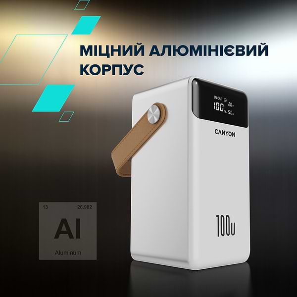 Фото - Батарея мобільна Canyon OnPower 610 metal 60000 mAh PD100W White (CNS-CPB610W)