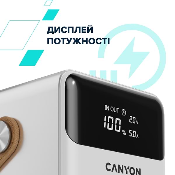 Фото - Батарея мобільна Canyon OnPower 610 metal 60000 mAh PD100W White (CNS-CPB610W)