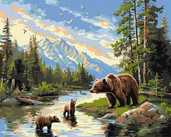 Купити Картина за номерами Ideyka Ведмедиця і ведмежата 40х50 см (KHO6630) - Фото 1 Картина за номерами Ideyka Ведмедиця і ведмежата 40х50 см (KHO6630) - Фото 1