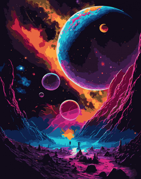 Картина по номерам Santi Фантазийный космос 40х50 см LED подсветка (955046)