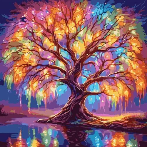 Фото - Картина за номерами Santi Казкове дерево 40х40 см LED підсвітка (955071)