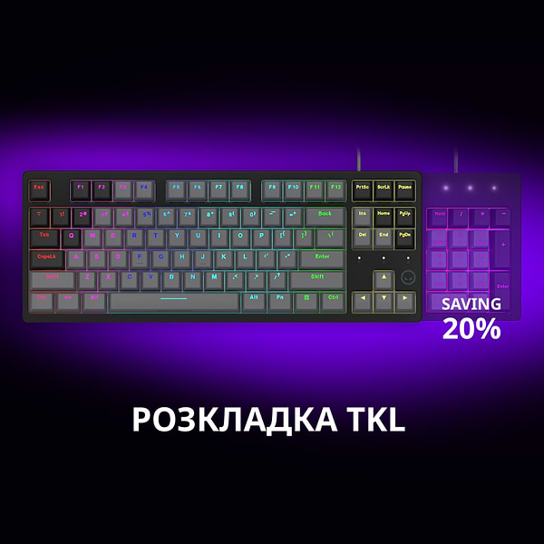 Фото - Клавиатура проводная игровая Lorgar Azar 514TKL EN/UA Mechanical RGB White (LRG-GK514TKL-WH-UA)