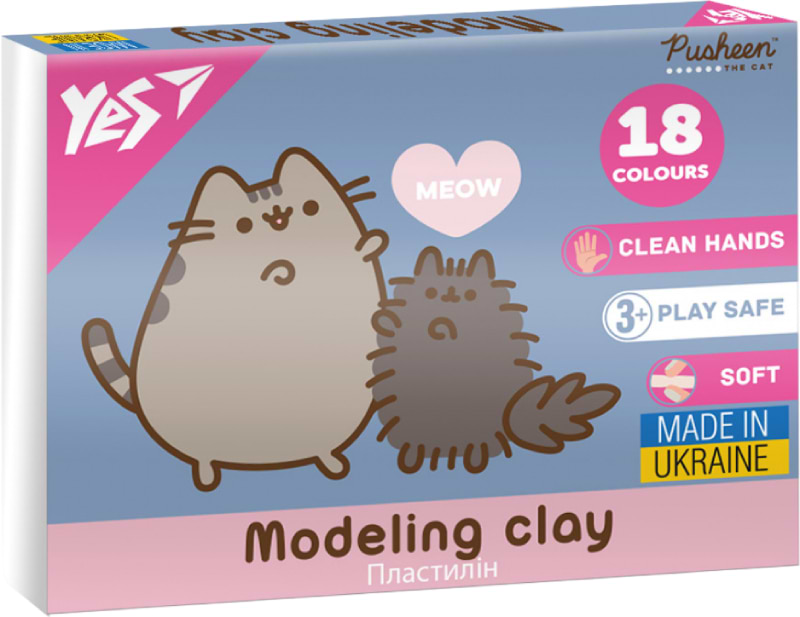 Пластилін класичний YES Pusheen 18 кол. 360 г (540695)