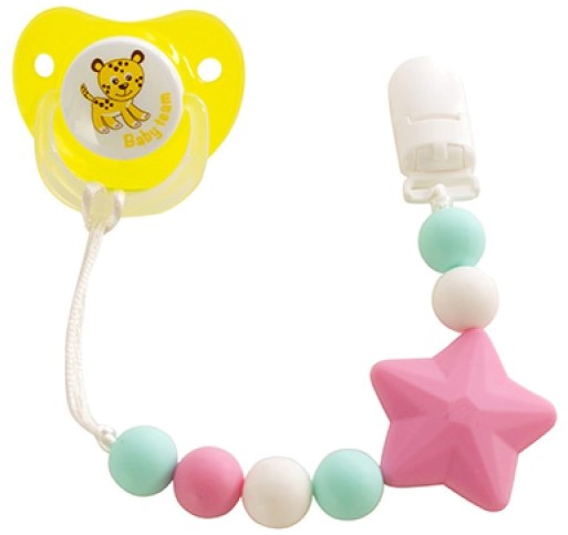 Держатель пустышек Baby Team силиконовый (3390 розовая звездочка)