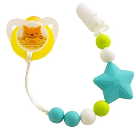 Держатель пустышек Baby Team силиконовый (3390 голубая звездочка)