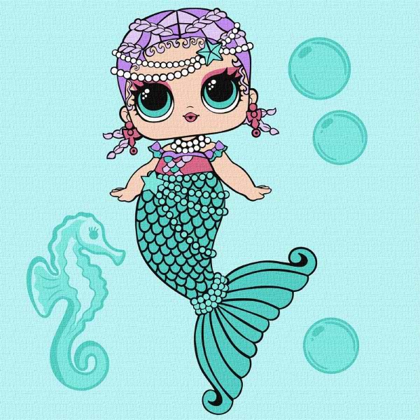 Картина по номерам Ideyka для детей L.O.L. Surprise! Mermaids Merbaby 40х40 см (KHO6262)