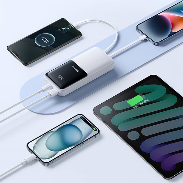 Фото - Батарея мобильная Baseus 20000mAh Lipow 22,5W PD,QC USB-A,MicroUSB,USB-C In/Out, Built-In Lightning/USB-C cable (P10079102213-00)