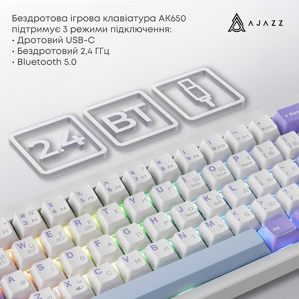 Фото - Клавиатура беспроводная игровая Ajazz AK650 Flying Fish Switch (AK650-FF-PWB)