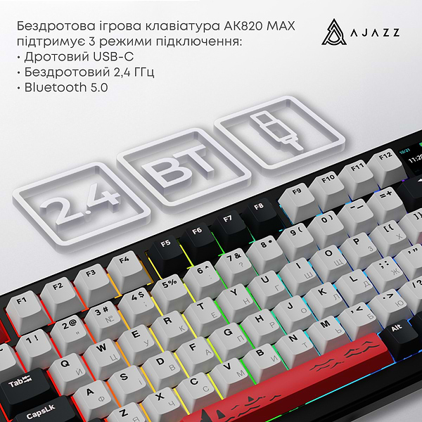 Фото - Клавіатура бездротова ігрова Ajazz AK820 MAX Avocado Switch (AK820MAX-AS-BG)