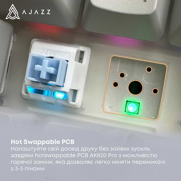 Фото - Клавіатура бездротова ігрова Ajazz AK820 Pro Flying Fish Switch (AK820PRO-FF-BGY)