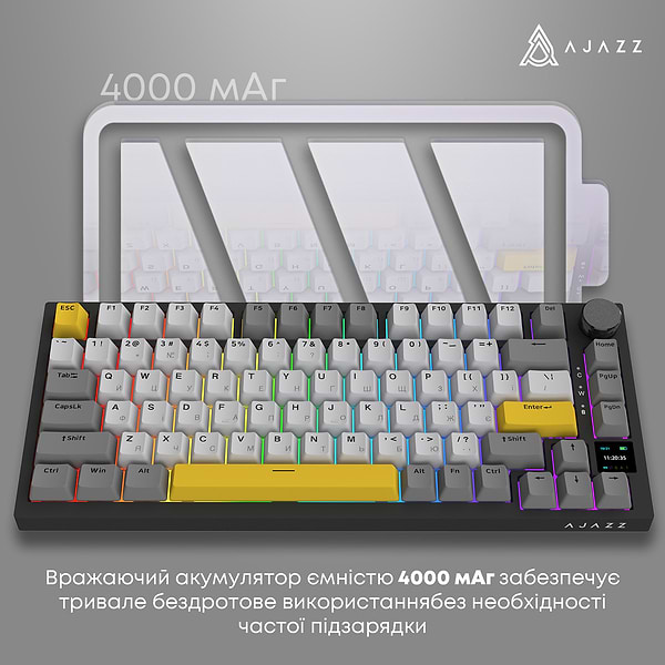 Фото - Клавіатура бездротова ігрова Ajazz AK820 Pro Flying Fish Switch (AK820PRO-FF-BGY)
