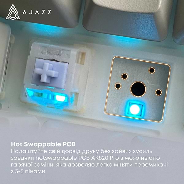 Фото - Клавіатура бездротова ігрова Ajazz AK820 Pro Gift Switch (AK820PRO-G-BGY)