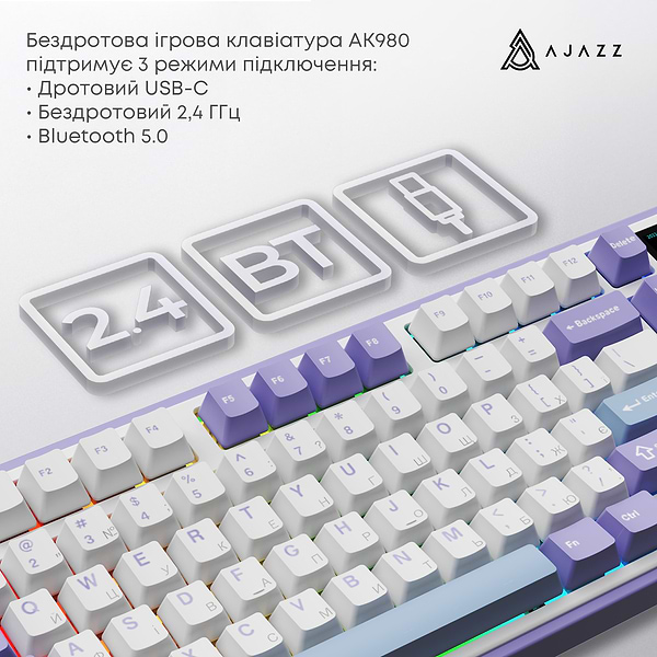 Фото - Клавиатура беспроводная игровая Ajazz AK980 Clear Sky Switch (AK980-CS-PWB)