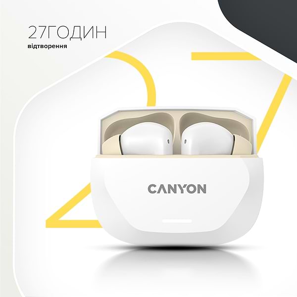 Фото - Наушники вкладыши беспроводные TWS Canyon Hexagon 7 TWS ANC+ENC Wireless Charge White Beige (CNS-TWS7WB)