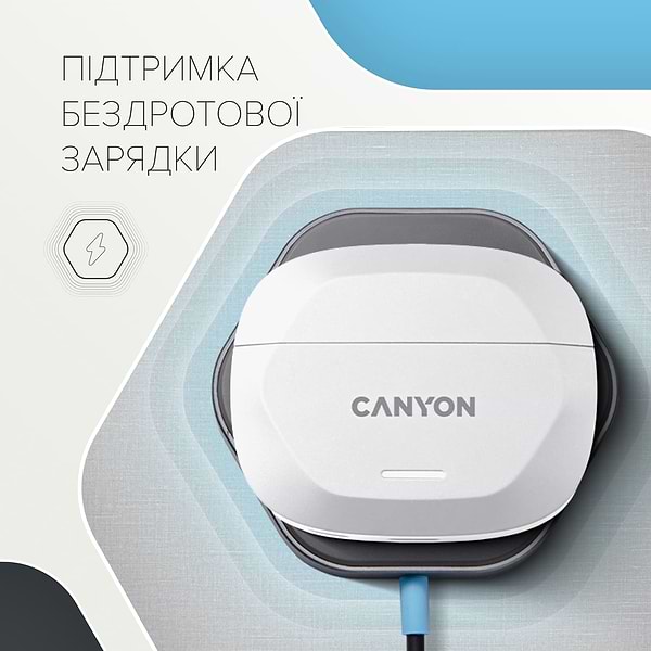 Фото - Наушники вкладыши беспроводные TWS Canyon Hexagon 7 TWS ANC+ENC Wireless Charge White Beige (CNS-TWS7WB)