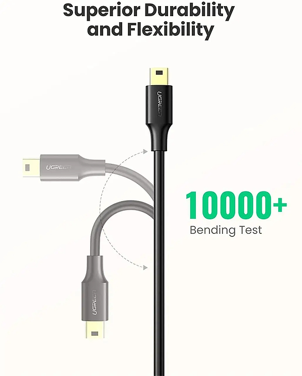 Фото - Адаптер UGREEN US132 USB-А 2.0 Male to Mini USB 5pin Male Cable 0.5m Black (10354)