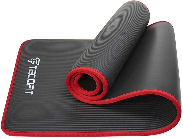 Фото - Коврик для йоги и фитнеса TECOFIT NBR с отделкой края тканью 183x61x1 см Black-Red + чехол-сумка в подарок (TOP18124795)