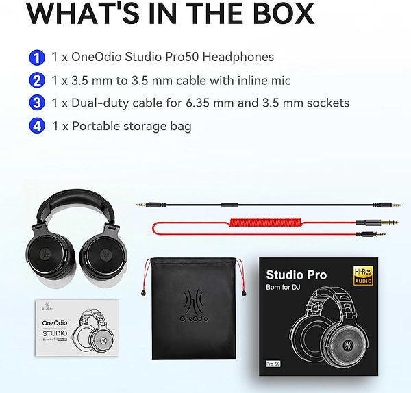 Фото - Навушники накладні дротові OneOdio Pro 50 Black