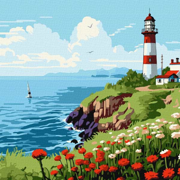 Картина по номерам Ideyka Маяк на горизонте 30х30 см (KHO2788)