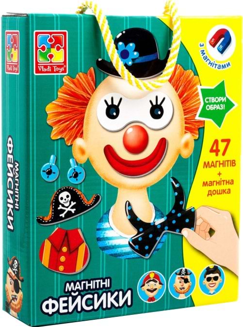 Настільна гра магнітна (3-4 роки) Vladi Toys  "Фейсики" (укр) (VT3702-15) - Фото 1