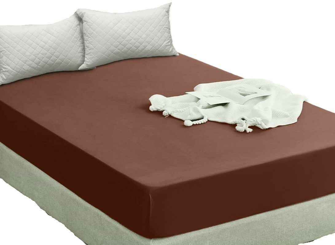 Простирадло двоспальне Zastelli на резинці Джерсі коричневе 180х200 + 25 см (09470-001056)