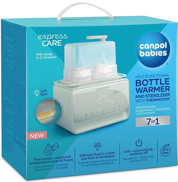 Фото - Підігрівач дитячих пляшечок стаціонарний Canpol babies та стерилізатор 7в1 з терморегулятором і підсвіткою (12/218)