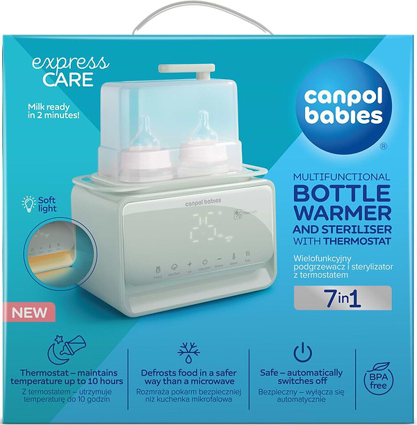 Фото - Підігрівач дитячих пляшечок стаціонарний Canpol babies та стерилізатор 7в1 з терморегулятором і підсвіткою (12/218)