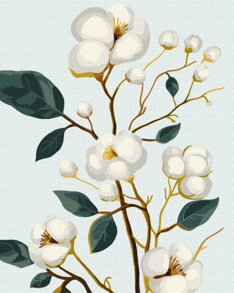 Картина по номерам Ideyka Изысканный хлопок с красками металлик extra 40х50 см (KHO5682)