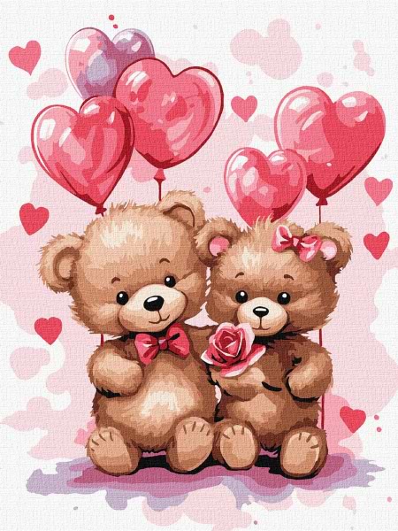 Картина по номерам Ideyka Влюбленные медведи 30х40 см (KHO6111)