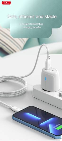 Фото - Кабель синхронізації даних XO NB235 Zebra Series Braided USB-A to Type-C 1 m (NB235_C_White)