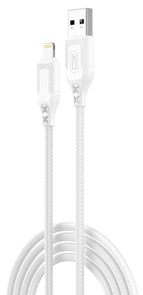 Кабель синхронизации данных XO NB235 Zebra Series Braided USB-A to Lightning 1 m (NB235_L_White) - Фото 1
