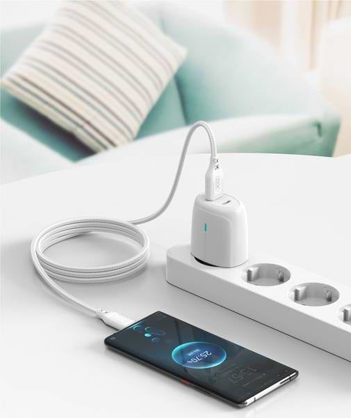 Фото - Кабель синхронізації даних XO NB235 Zebra Series Braided USB-A to Type-C 1 m (NB235_C_White)