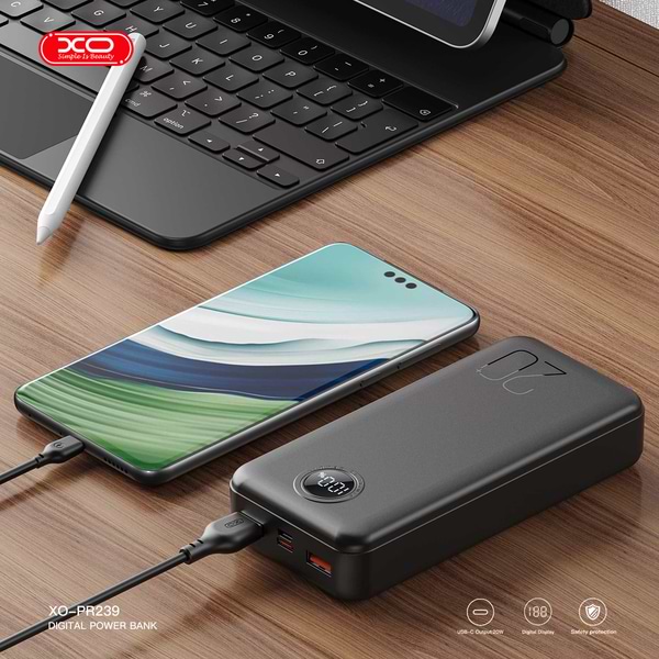 Фото - Батарея мобильная XO PR239 - 20000 mAh PD20W + QC22.5W Black (PR239_Black)