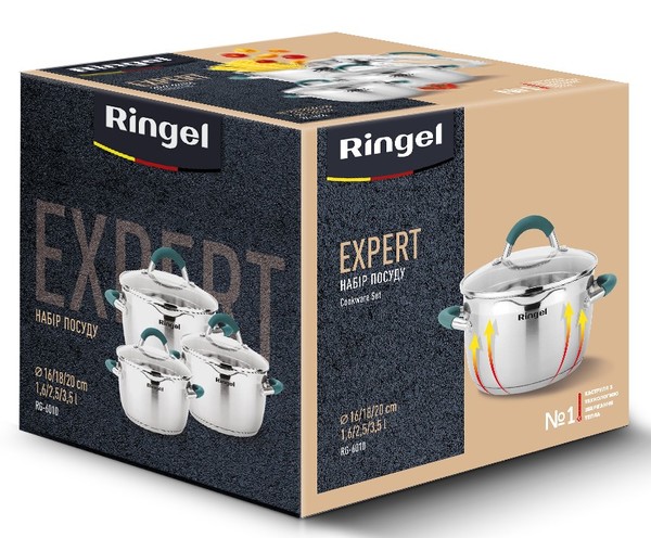 Фото - Набір посуду Ringel EXPERT 6 пр. 1.6 л+2.5 л+3.5 л (RG-6010)