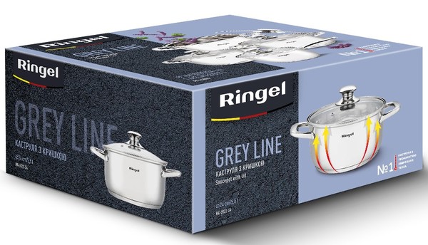 Фото - Кастрюля Ringel Grey line 5.5л (RG-2022-24)