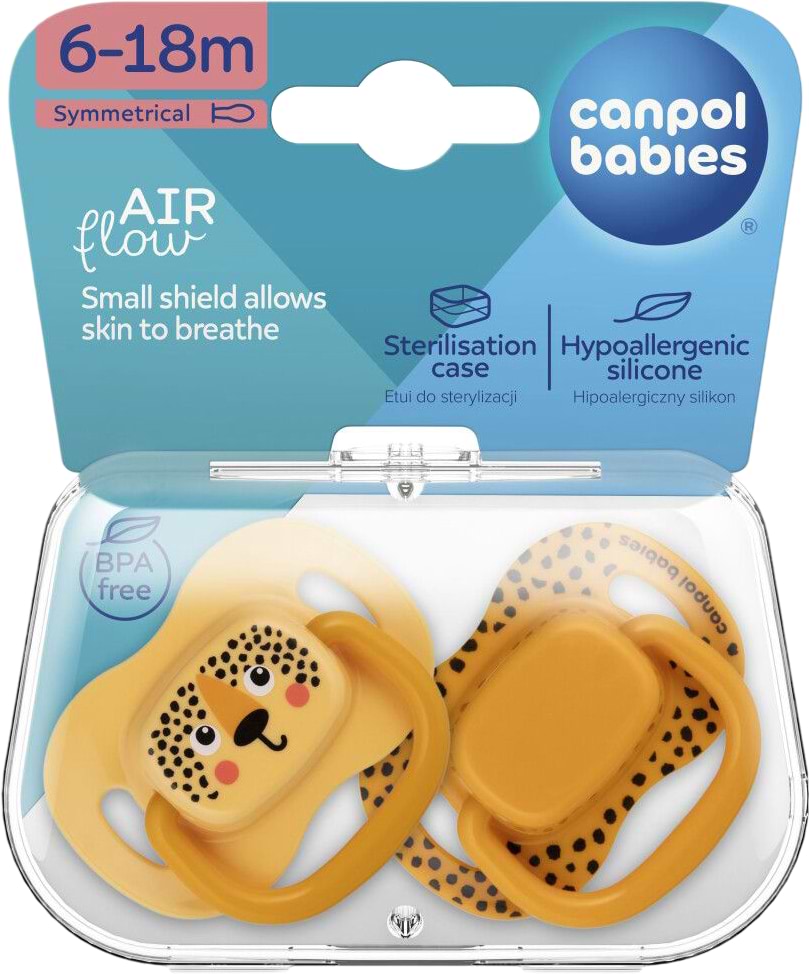 Симметричная пустышка Canpol babies BabiesBoo 6-18 мес 2 шт. оранжевая (34/928_ora)