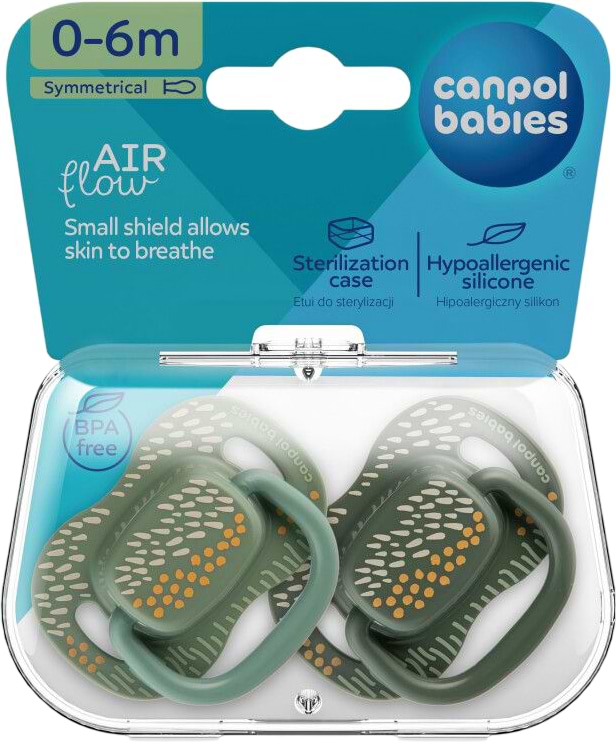 Симетрична пустушка Canpol babies MOUNTAINS 0-6 міс 2 шт. зелена (34/930_gre)