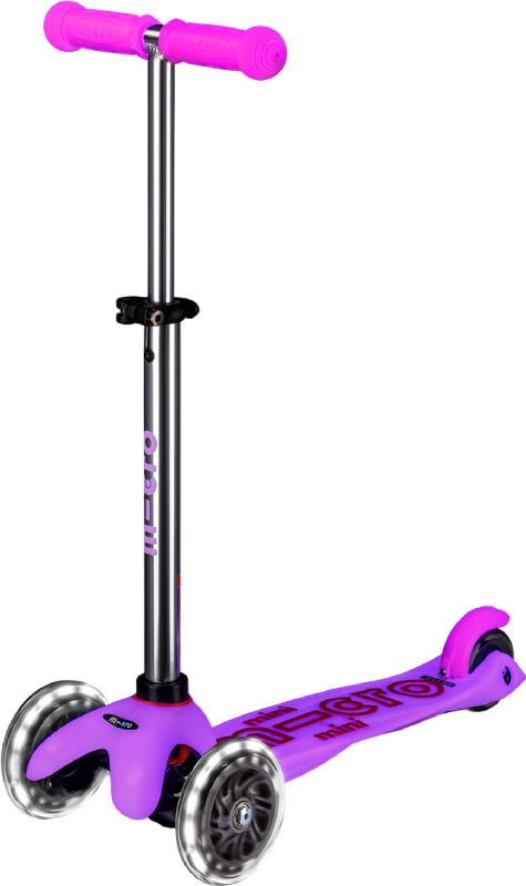 Трёхколёсный самокат Micro серии Mini Deluxe Glow LED - МОРОЗНЫЙ РОЗОВЫЙ (MMD217)