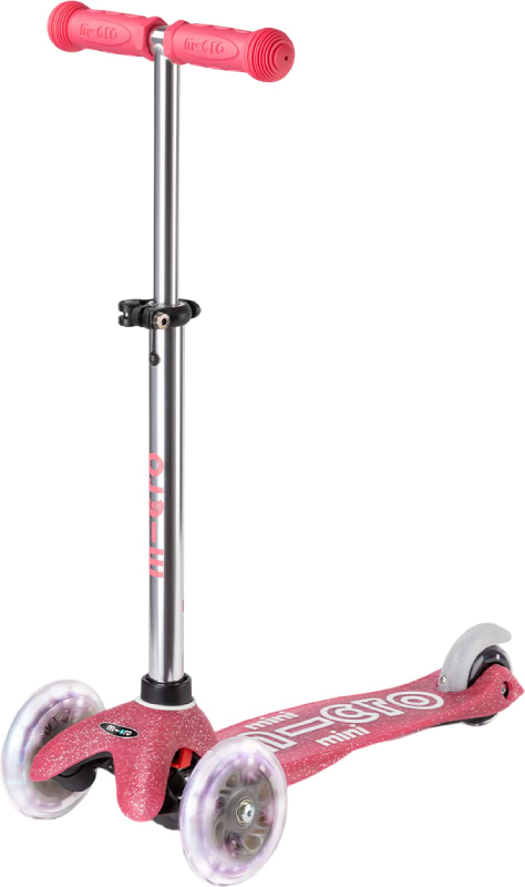 Трёхколёсный самокат Micro серии Mini Deluxe Fairy Glitter LED - РОЗОВЫЙ (MMD208)