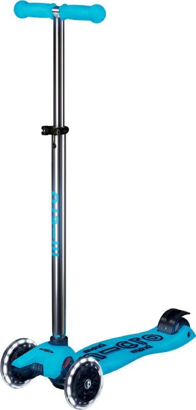 Трёхколёсный самокат Micro серии Maxi Deluxe Glow LED - СИНИЙ ХРУСТАЛЬ (MMD366)