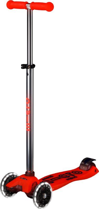 Трёхколёсный самокат Micro серии Maxi Deluxe Glow LED - КРАСНАЯ АУРА (MMD368)