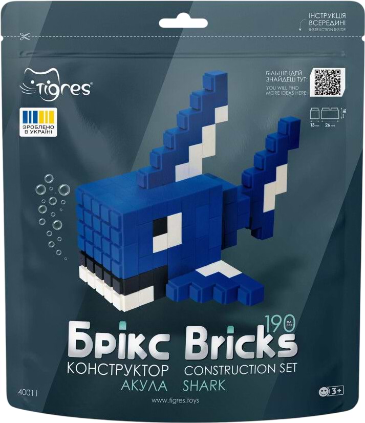 Пластиковий конструктор Tigres Брікс акула 190 ел. (40011) - Фото 1