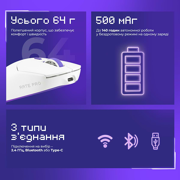 Фото - Мышь беспроводная игровая Proove Gaming Rate Pro with Charging Dock white (WMRPCD022002)