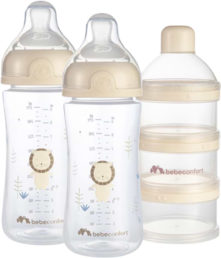 Пляшка для годування Bebe Confort Набір PHYSIO AIR 270 ML 2 шт. з диспенсером Sand