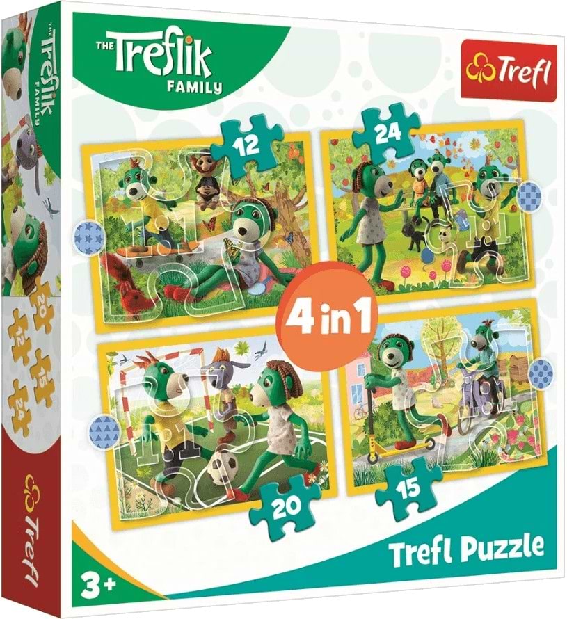 Пазли картонні (3-4 роки) Trefl "Трефлики граються разом" / Сім'я Трефликів - (4в1) (34358) - Фото 1