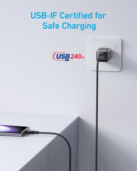 Фото - Кабель синхронизации данных Anker 310 USB-C to USB-C - 0.9m 240W Nylon Black