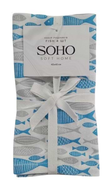 Фото - Набор полотенец SOHO 40х40 см Fish 4 шт. (BS 87400G)
