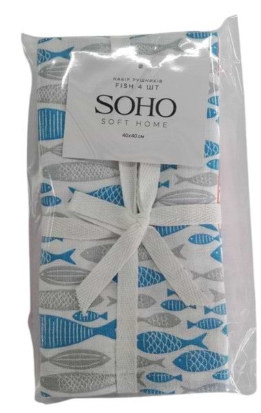 Фото - Набор полотенец SOHO 40х40 см Fish 4 шт. (BS 87400G)