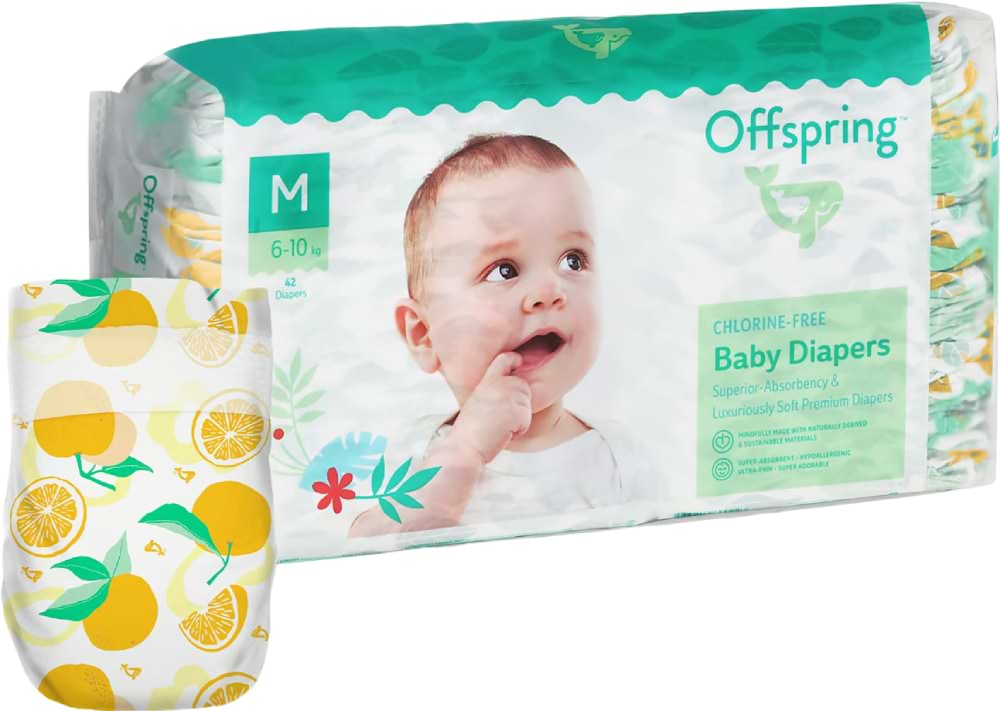 Одноразові підгузки Offspring розмір M 6-10 кг 42 шт. Апельсин (DP-OI-FAT-M42P-TGYORN)
