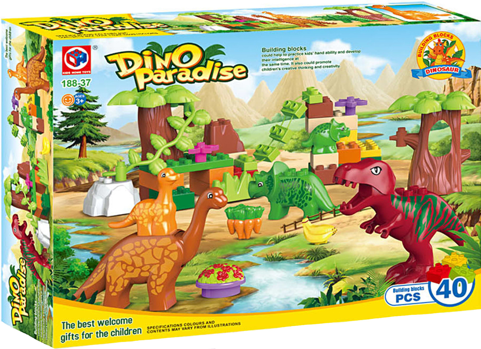 Пластиковый конструктор KID'S HOME TOYS Динозавры большие детали 40 эл. (188-37)